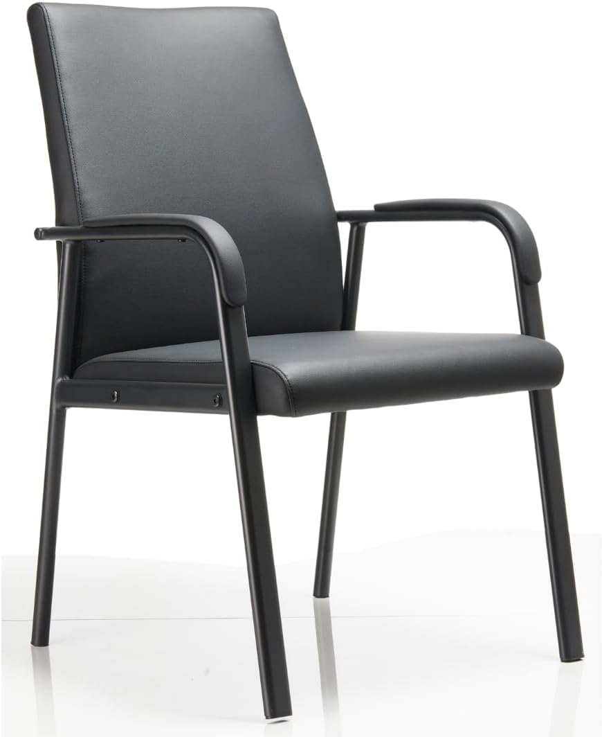 Leather Office Reception Guest Chair with Padded Armrests 600 lb.