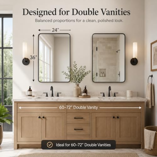 USHOWER 2-Pack Black Bathroom Mirrors for Over Sink 24 x 36 Inch
