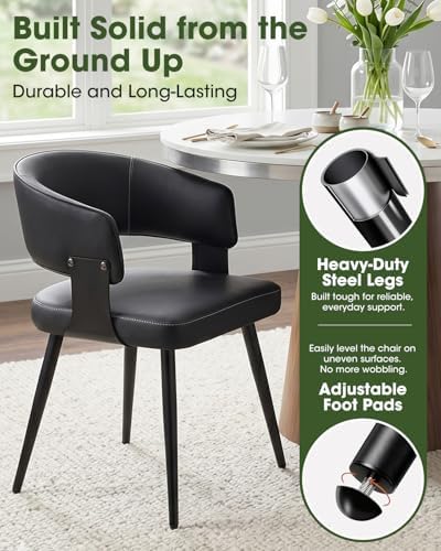 Dining Chairs Set of 6, Modern Faux Leather Kitchen Chairs