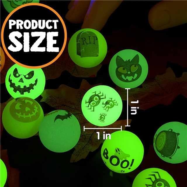 JOYIN 100 PCS Halloween Glow in The Dark Bouncing Balls, 20 Designs Halloween...