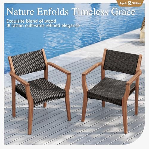 Sophia & William Outdoor Dining Set for 6, Expandable Acacia Wood Table