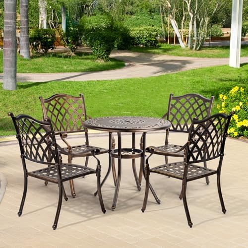 VINGLI Patio Chairs Set of 2 - Stackable Outdoor Cast Aluminum Dining Chairs ...