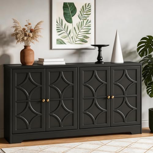 RoyalCraft Sideboard Buffet Cabinet with Storage, Kitchen Coffee Bar, Black