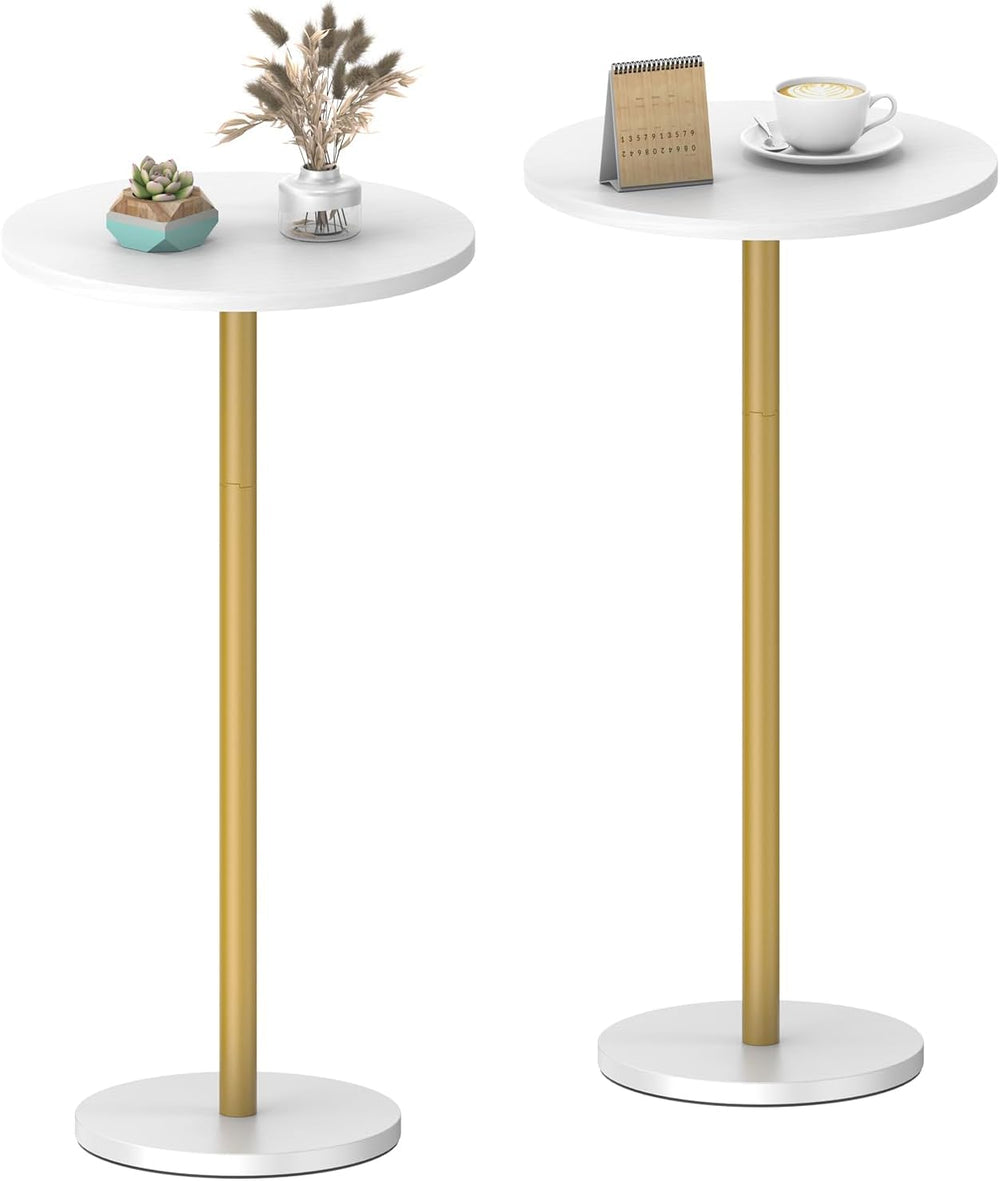 White Small Round Side Table Set of 2 Drink Tables