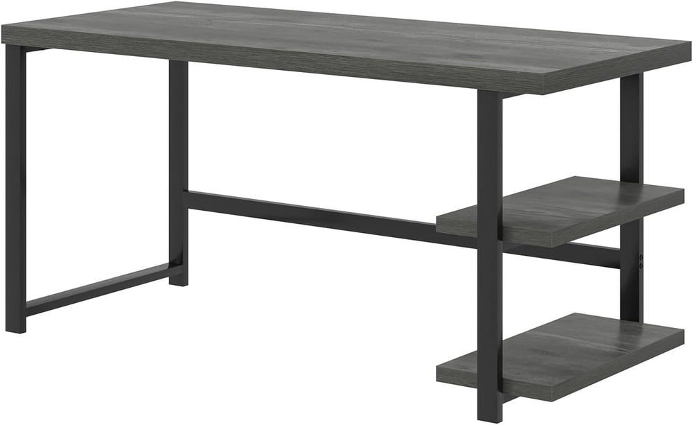 EXCEFUR Industrial Computer Desk, Home Office Desk with Storage Shelves, Wood...