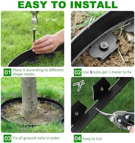 Landscape Edging 33FT,Garden Edging Borders [Extra Tall 4IN High] Flexible La...