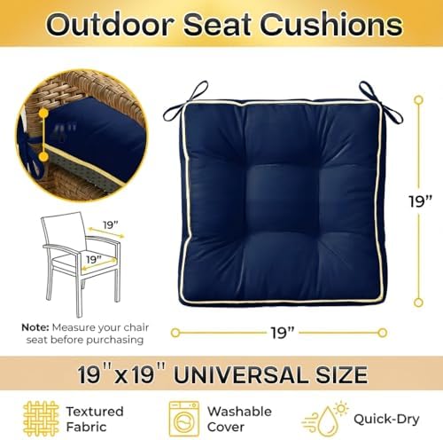 4 Pack 19x19 Inch Shredded Foam Chair Cushions with Straps