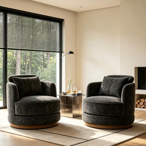 33.86" W Swivel Chair Set of 2 Accent Armchair,Charcoal
