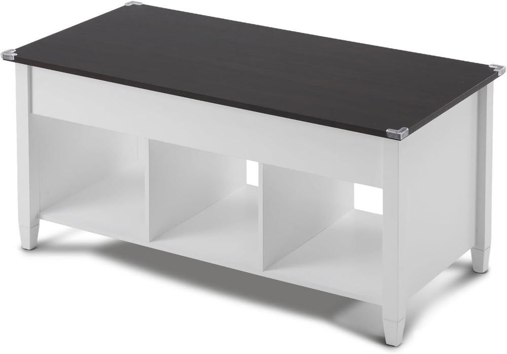 VINGLI Farmhouse Lift Top Coffee Table with Hidden Storage,40",White