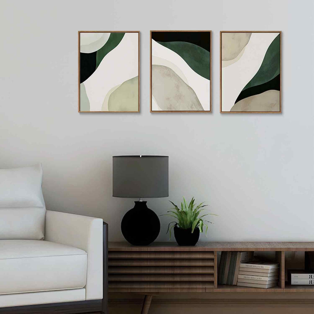 myusuar 3 Piece Large Modern Abstract Canvas Framed Wall Art For Living Room,...