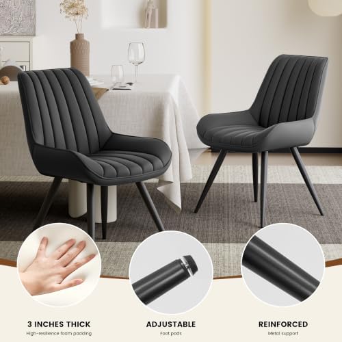 Miereirl 7-Piece Modern Farmhouse Dining Table Set, 86.6" x 47.2" Sturdy Stable Dining Table with 6 Chairs, Rectangular Kitchen Table Set for 6,(Natura Table+6 Black Chairs)