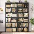 FOTOSOK 6 Tier Tall Bookshelf and Bookcase with Open Display Shelves, Black