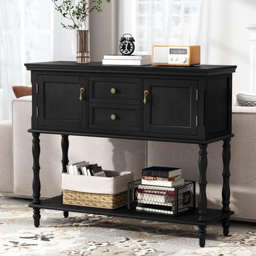 ARTPOWER Console Table with 2 Drawers, Retro Entryway Table with 2 Door