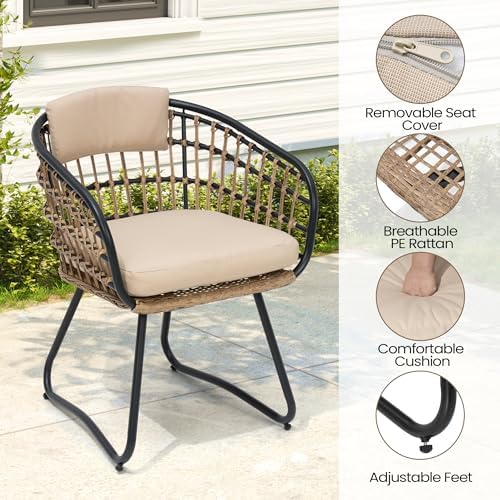 Pellebant 7 Piece Outdoor Dining Set for 6, Aluminum Table & Wicker Chairs