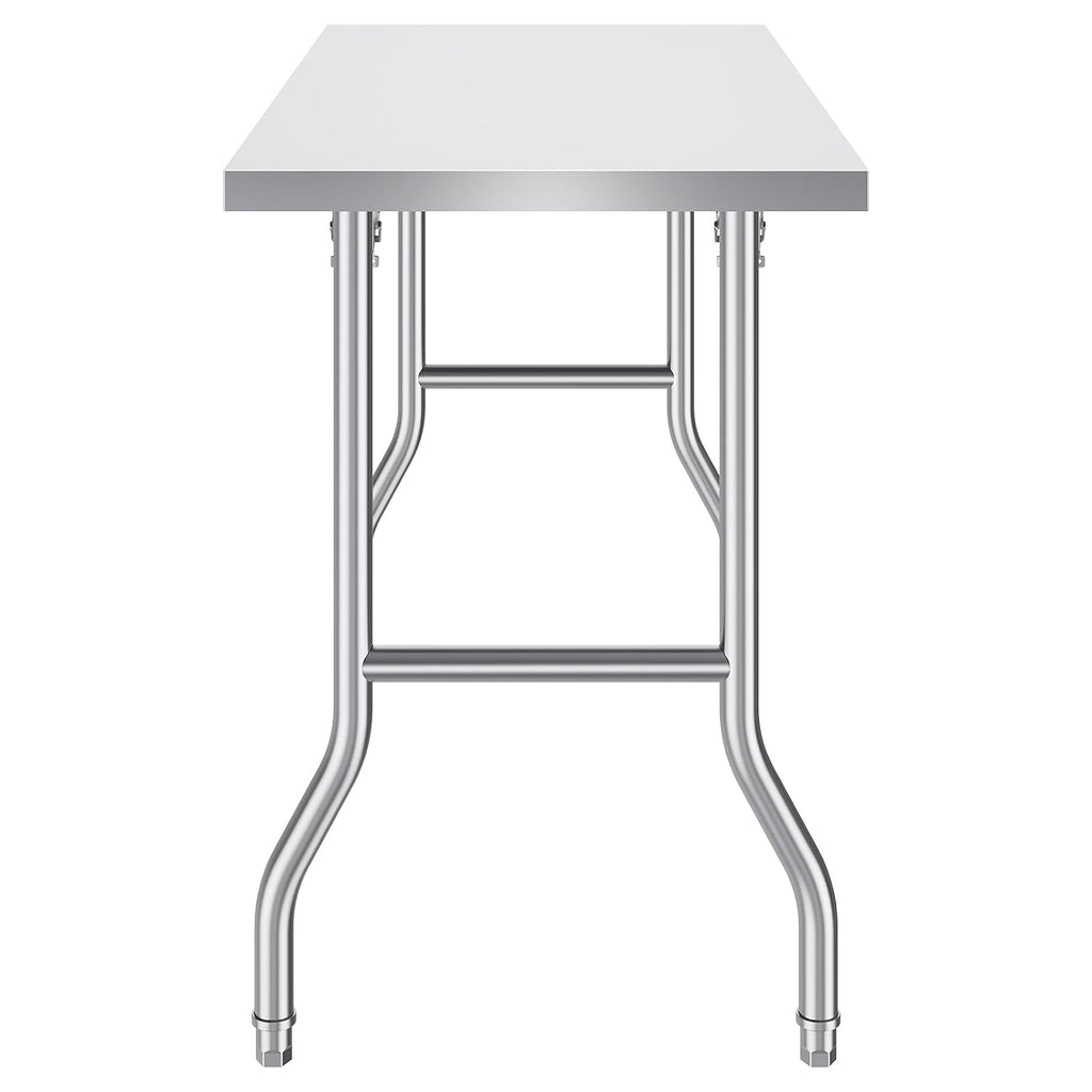 VEVOR Stainless Steel Foldable Work Table, 24 * 48 Inch Heavy Duty Food Outdoor Stainless Steel Worktable for Commercial Kitchen Restaurant