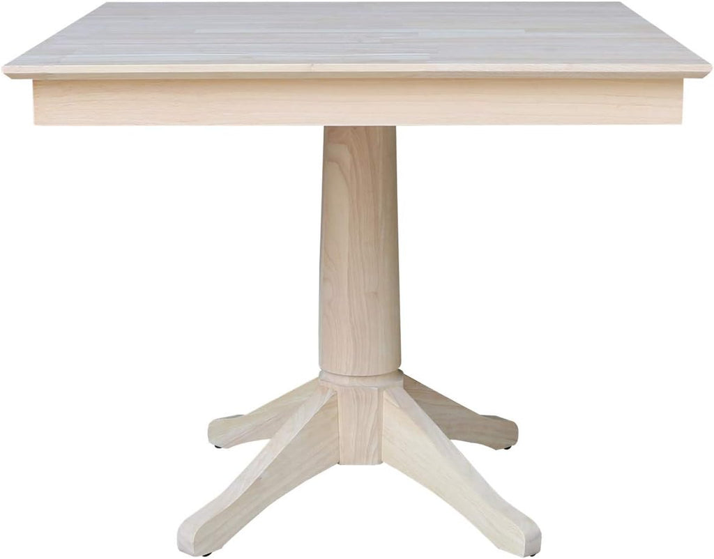 International Concepts 36" x 36" Natural Solid Wood Square Top Pedestal Table - 29.9" Height