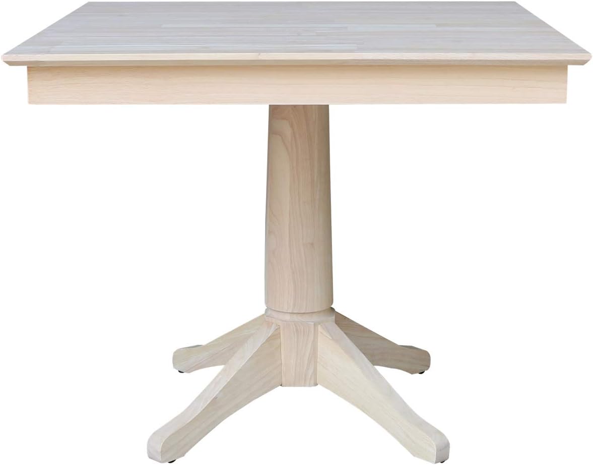 International Concepts 36" x 36" Natural Solid Wood Square Top Pedestal Table - 29.9" Height