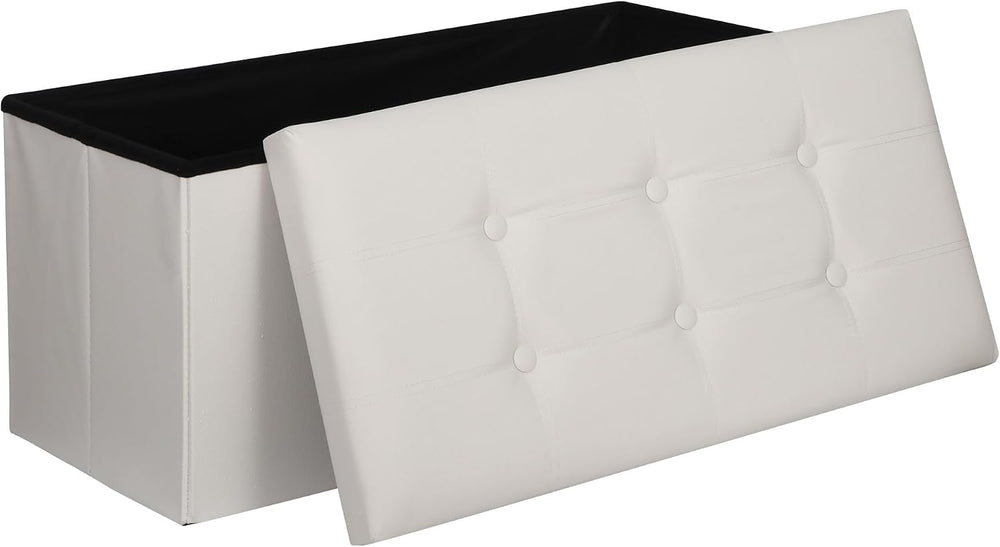 SUPER DEAL Folding Storage Ottoman Bench, Waterproof Faux Leather Ottoman Pad...