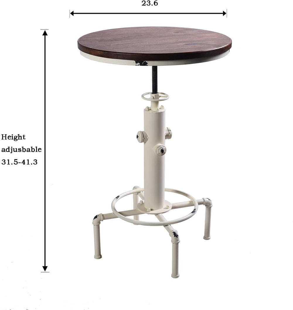 Topower Industrial Bar Table 32.3-38.2" Adjustable Pub Table Kitchen Din...