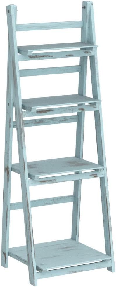 ladder shelf - distressed bookshelf - rustic ladder showing dimensions