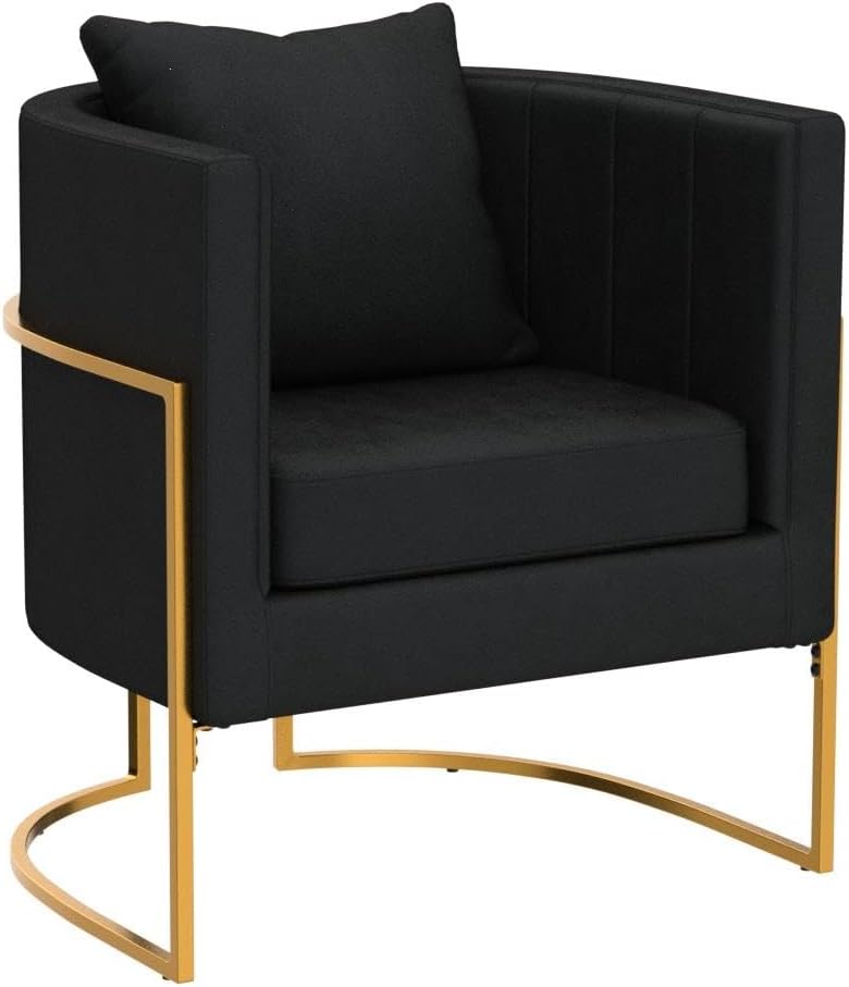 Velvet Modern Accent Chairs Set of 2, Upholstered Barrel Armchair Mid Century...