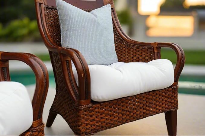 RSH DECOR: Sunbrella Tufted Wicker U-Shape Cushions Set of 2 | 19” x 19” | Wa...