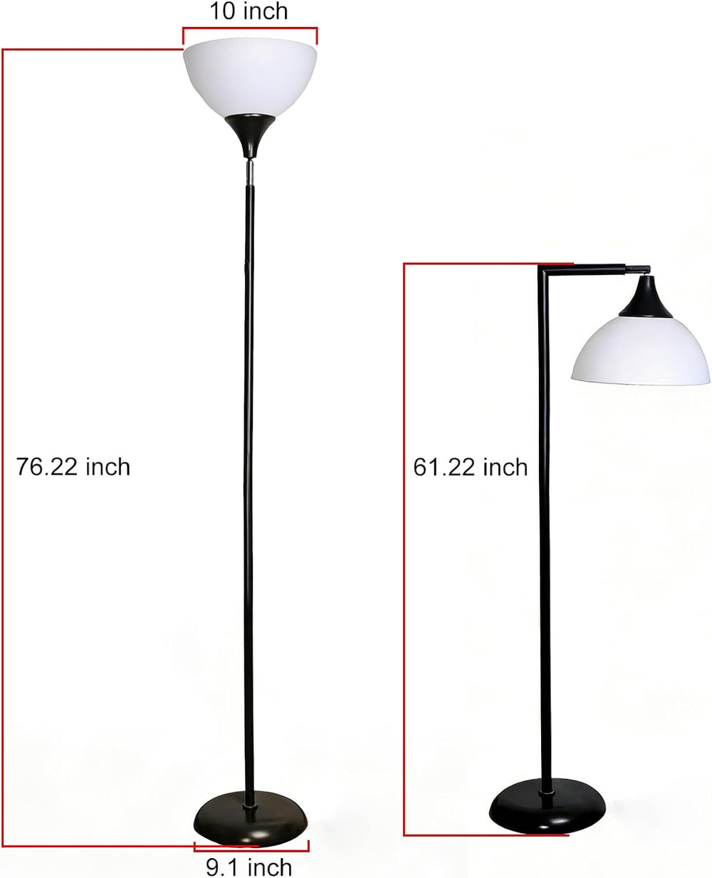 Torchiere Floor Lamp, 76" Tall Light Stand Lamp Dimmable with Remote, Black