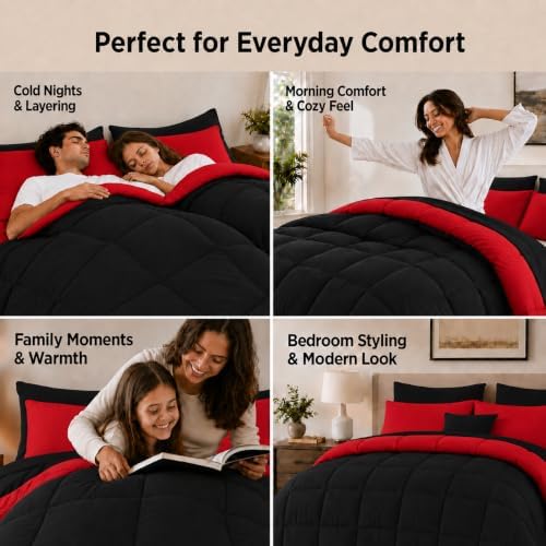 Anluoer Queen Comforter Set 7 Piece, Soft Bed in a Bag Queen Bedding Sets