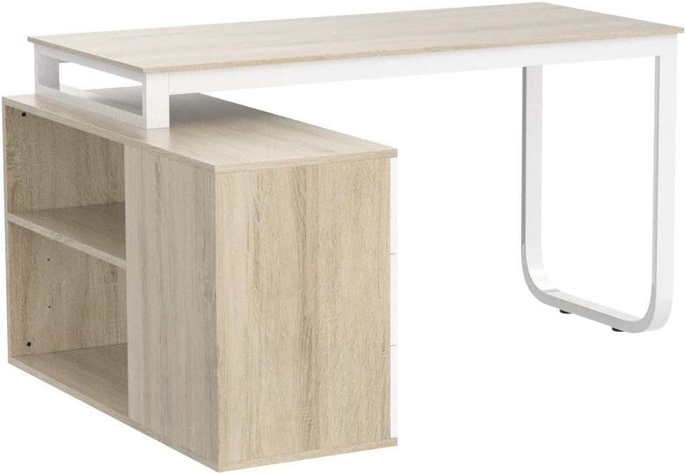 Homsee Home Office Computer Desk Corner Desk with 3 Drawers and 2 Shelves, 54...