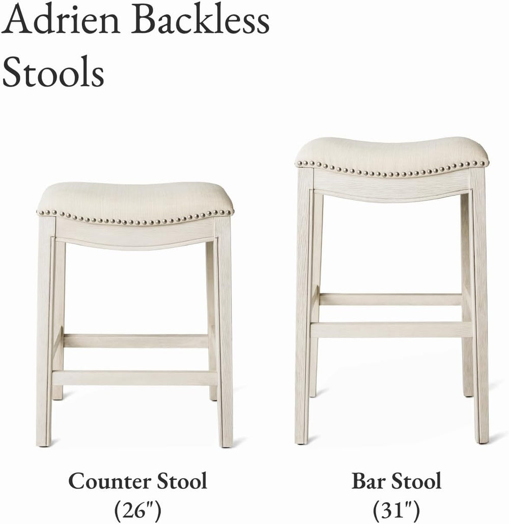 Maven Lane Adrien Backless Counter Stool, Cream, 26"