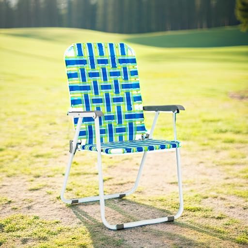 VINGLI Patio Lawn Webbed Folding Chairs 1 Piece, Outdoor Beach Chair Portable...