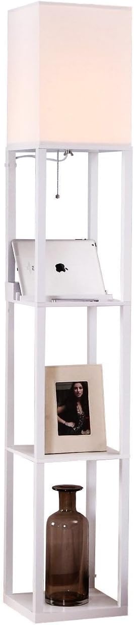 Brightech Maxwell Charger - Modern Shelf Floor Lamp with USB Charging Ports &...