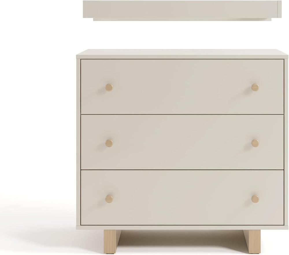 Storkcraft Texas 3 Drawer Chest with Changing Table Topper, Frosted Oat
