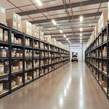 REIBII 2 Pack Garage Shelving,5 Tier Heavy Duty Storage Shelves,Black