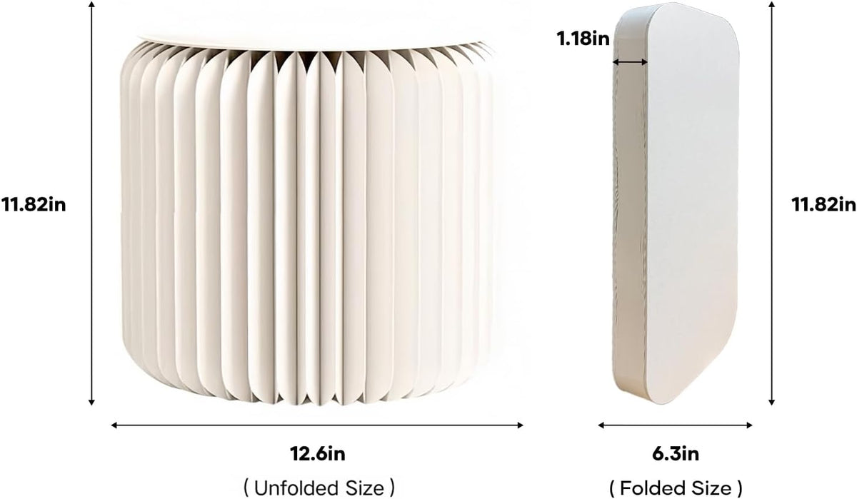NOONTIDE Folding Stool - 12Inch Home Furniture 660lb Load Capacity Foldable Paper Stool Eco-Friendly Kraft Paper Honeycomb Design,Foldable to 1.2",Brown Modern Minimalist Stool for Living Room(White)
