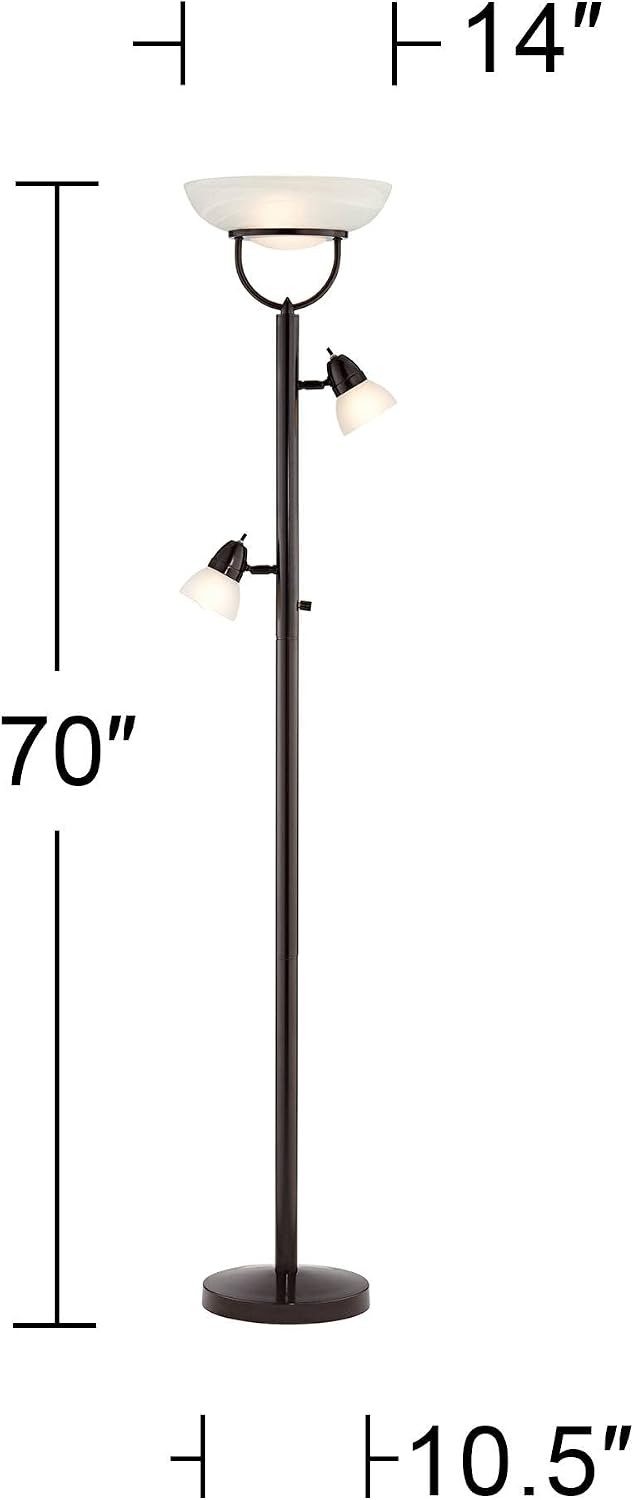 Lang 70" Tall 3-in-1 Bronze Torchiere Floor Lamp Living Room