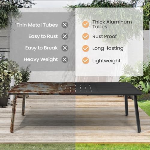 Pellebant 13PCS Outdoor Dining Set for 12, Aluminum Table & Foldable Chair