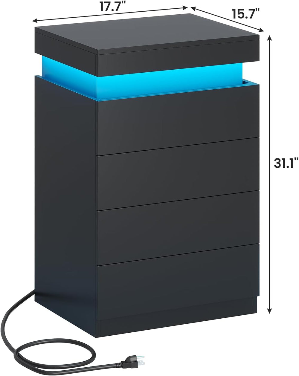ADORNEVE Black Large Modern Night Stand Set of 2