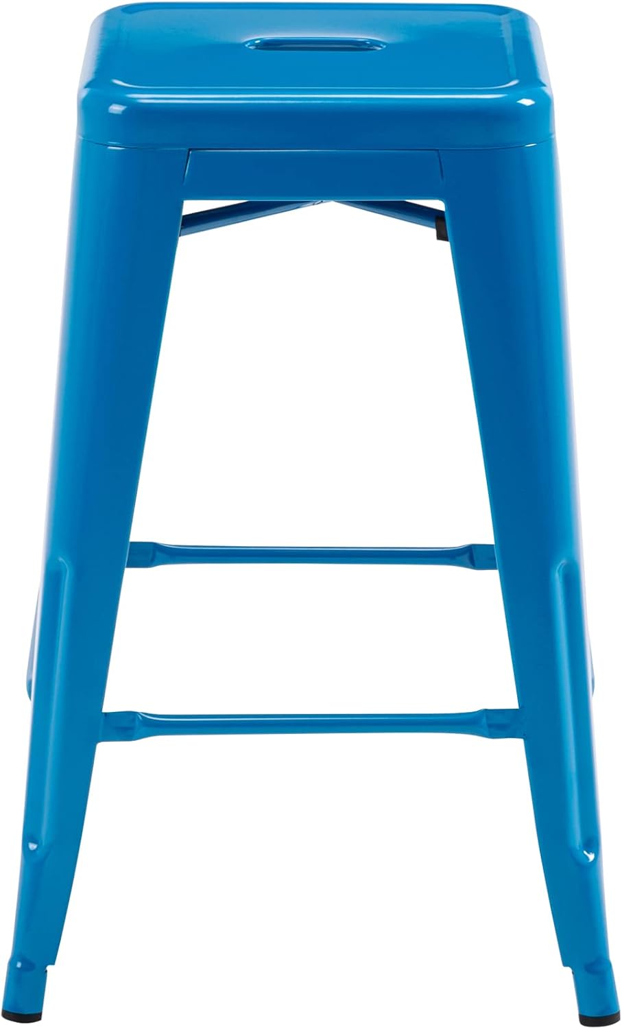 24 Inch Metal Bar Stools Set of 2, Stackable for Indoor Outdoor, Blue