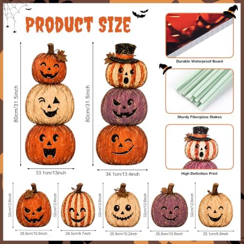 7 Pcs Halloween Vintage Pumpkin Yard Signs with Stakes Outdoor Lawn Decor