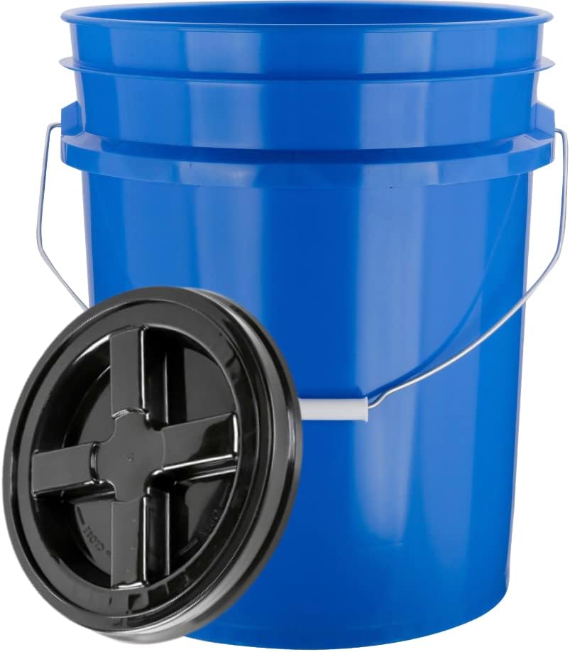 House Naturals 5 Gallon Plastic Blue Food Grade Made in USA Bucket Container ...