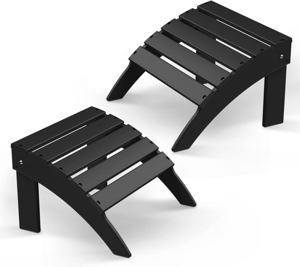 BRIOPAWS Adirondack Ottomans | Folding | Set of 2 | HDPE Plastic | Black Outd...