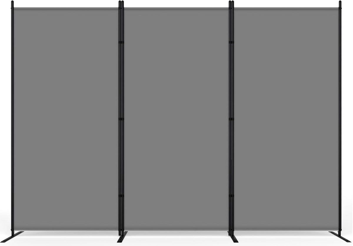 AKTOP 3 Panel Room Divider, 103" W x 70" H Folding Privacy Screen, Grey