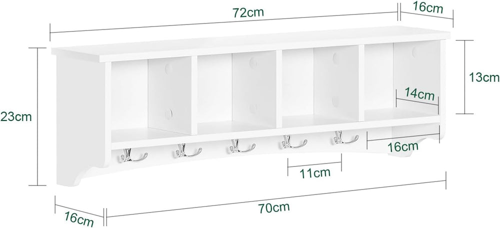 Haotian White Wall Shelf with Coat Hooks, Wall Coat Rack Entryway, Display St...