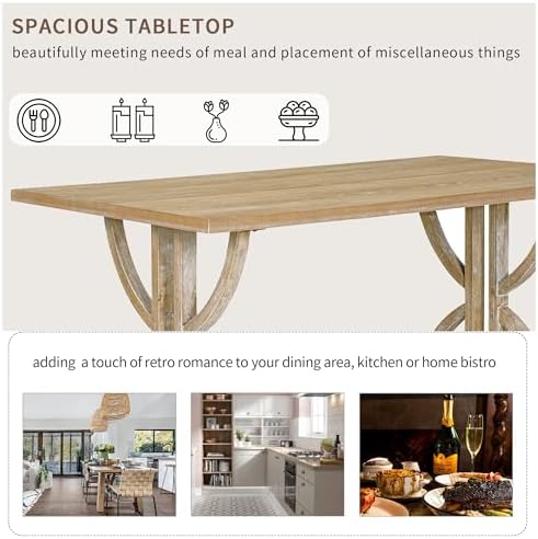 Merax 6 Piece Solid Wood Dining Table Set with Bench, Wooden Rectangular Kitchen Table Set with 4 Upholstered Chairs & 1 Bench for 6, Dining Room & Kitchen, Natural Wood Wash