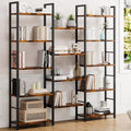 Shintenchi Large 5 Tier Bookshelf,Triple Bookcase, Tall Open Shelves