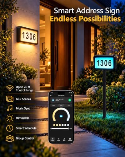 Brizled Smart Solar House Numbers, Light Up Address Signs for Outside Yard