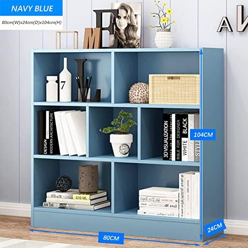 IOTXY Open Shelf Low Bookcase - Wooden 3-Tier Cube Bookshelf, Bright Blue