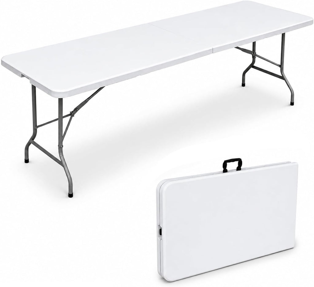 8ft Folding Table Heavy Duty 8 Foot Portable Foldable Table