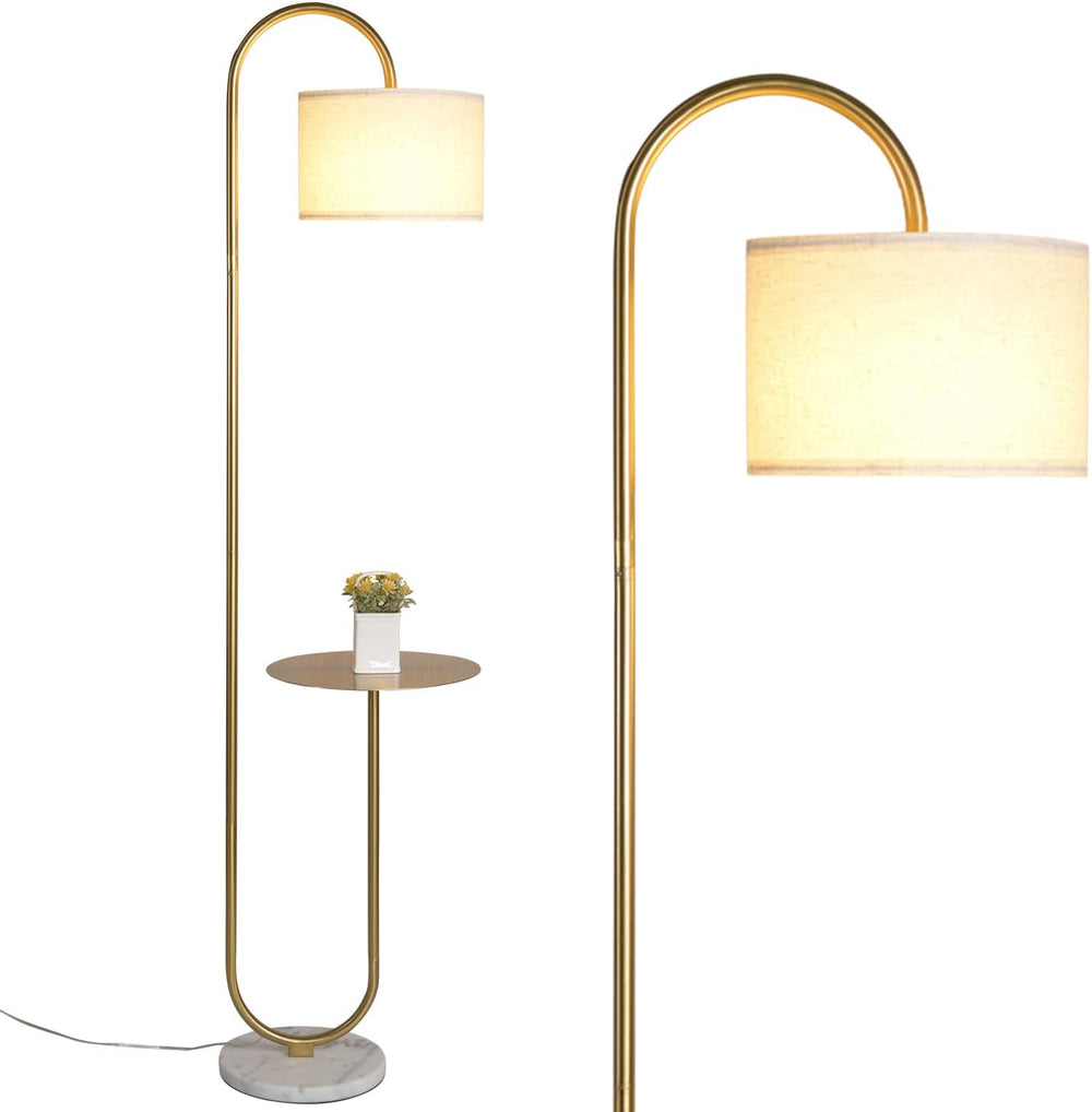 Hsyile KU300271 Arc Floor Lamp with Hanging Drum Shade for Living Room-Marble...